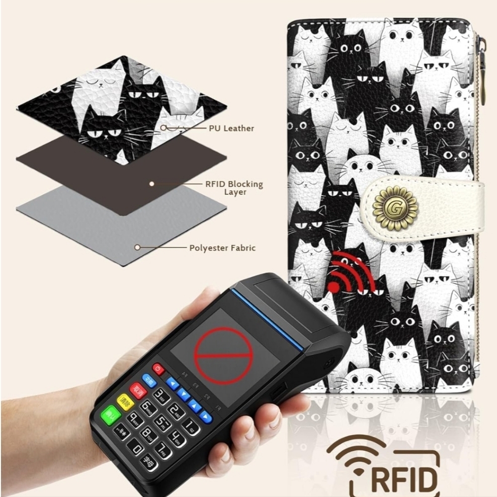 RFID Blocking Cat Design Wallet Case